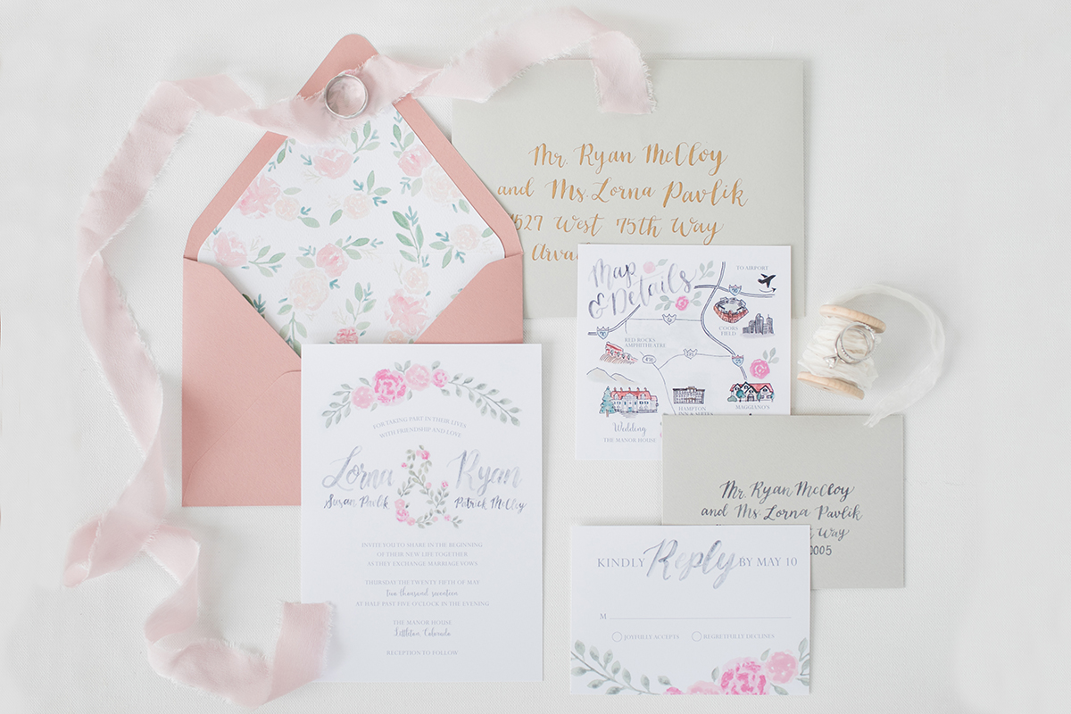 watercolor floral wedding invitations