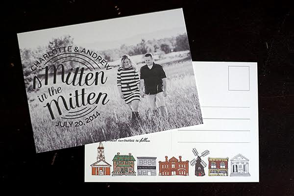 Postcard Save the Date Michigan Wedding