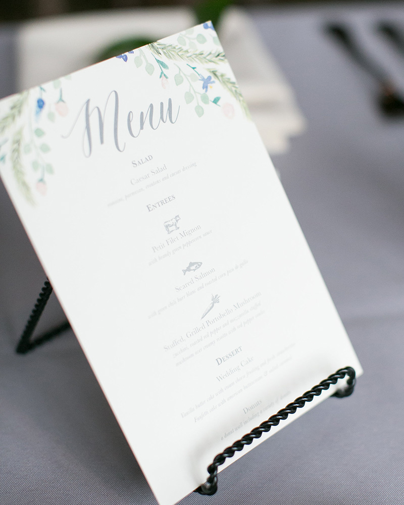 watercolor wedding menu