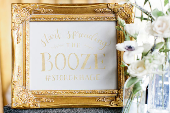 star spreading the booze wedding bar hashtag sign