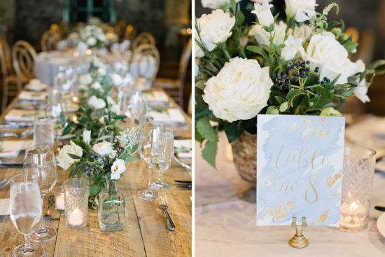 watercolor wash gold calligraphy and gold foil table numbers